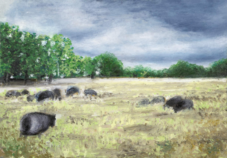 Oil pastel "Lüneburger Heide / 14" by Arup J. Paul