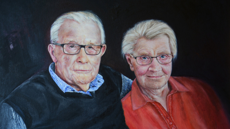 Painting of an old couple